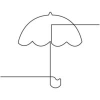 Vector continuous single liner art illustration of umbrella concept of safety and security