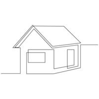 Residential private house one continuous line drawing logo illustration minimalist pro vector