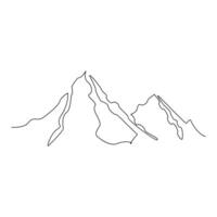 Mountain continuous one line art vector and illustration minimalist pro design.