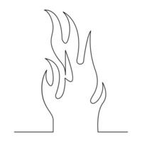 Vector Continuous single line drawing of fire on white background illustration and minimal