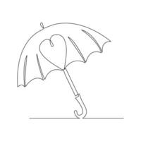 Vector continuous single liner art illustration of umbrella concept of safety and security