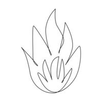 Vector Continuous single line drawing of fire on white background illustration and minimal