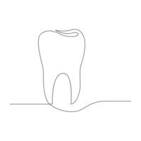 Vector continuous one line drawing of tooth best use for logo banner illustration dentist stomatology medical concept