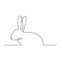 Vector bunny continuous single line art drawing editable stroke illustration and minimalist