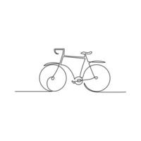 Vector one Continuous line drawing of bike or bicycle on white background stock illustration and minimal