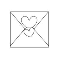 Vector one line postal paper sealed on envelope with heart proposal of love and relationship