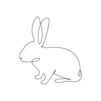 Vector bunny continuous single line art drawing editable stroke illustration and minimalist