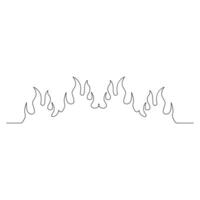 Vector Continuous single line drawing of fire on white background illustration and minimal