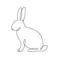 Vector bunny continuous single line art drawing editable stroke illustration and minimalist