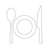 Vector Spoon, knife continuous one line drawing on white background stock illustration