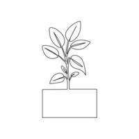 Growth tree continuous line vector image on white background concept of nursery business.