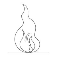 Vector Continuous single line drawing of fire on white background illustration and minimal