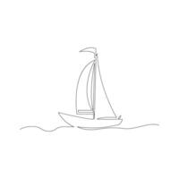 Vector continuous one line drawing of sailboat best use for logo poster banner stock illustration and minimal