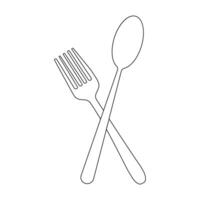 Vector Spoon, fork continuous one line drawing on white background stock illustration