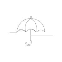 Vector continuous single liner art illustration of umbrella concept of safety and security