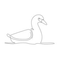 Vector duck one continuous line drawing isolated on white background minimal