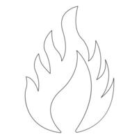 Vector Continuous single line drawing of fire on white background illustration and minimal