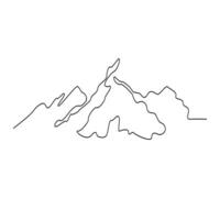 Mountain continuous one line art vector and illustration minimalist pro design.