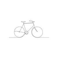 Vector one Continuous line drawing of bike or bicycle on white background stock illustration and minimal