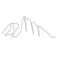 Vector continuous in one line drawing of mountain isolated on white background and minimalist