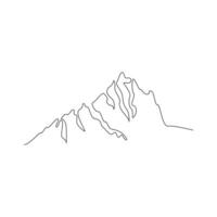 Mountain continuous one line art vector and illustration minimalist pro design.