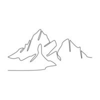 Vector continuous in one line drawing of mountain isolated on white background and minimalist