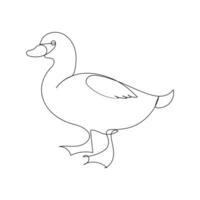 Vector duck one continuous line drawing isolated on white background minimal