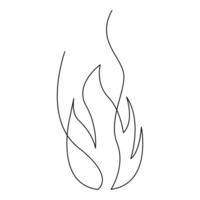 Vector Continuous single line drawing of fire on white background illustration and minimal