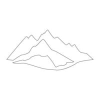 Vector continuous in one line drawing of mountain isolated on white background and minimalist