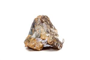 Macro mineral stone Corundum in rock a white background photo