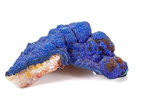 Macro stone mineral Azurite on a white background photo