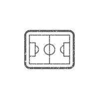 fútbol campo icono en grunge textura vector ilustración