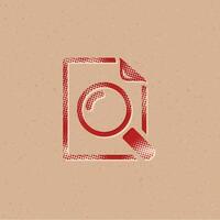 Magnifier halftone style icon with grunge background vector illustration