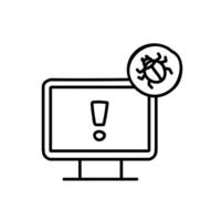 Computer bug icon. Hand drawn vector illustration. Editable line stroke.