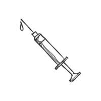 Syringe icon in hand drawn doodle vector