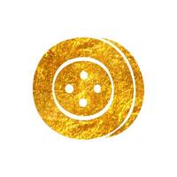 Hand drawn Button icon in gold foil texture vector illustration