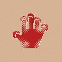 Finger gesture halftone style icon with grunge background vector illustration