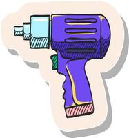 Hand drawn Electric screwdriver icon in sticker style vector illustration