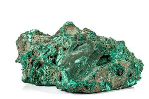 Macro stone Malachite mineral on white background photo