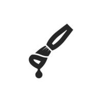 Paint brush icon in thick outline style. Black and white monochrome vector illustration.