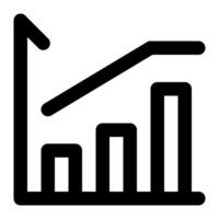 Growing bar graph outline icon sets vector