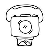 camera of summer doodles icon set vector