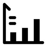 Growing bar graph solid icon sets vector