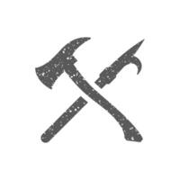 Fireman tools icon in grunge texture vector illustration