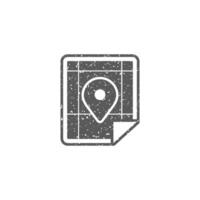 Map icon in grunge texture vector illustration