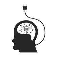 Artificial intelligence concept icon in black and white vector