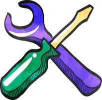 Bicycle tools icon in watercolor style. vector