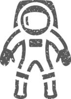 Astronaut icon in grunge texture vector illustration