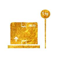 Hand drawn Logistic scale icon in gold foil texture vector illustration