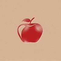 manzana trama de semitonos estilo icono con grunge antecedentes vector ilustración